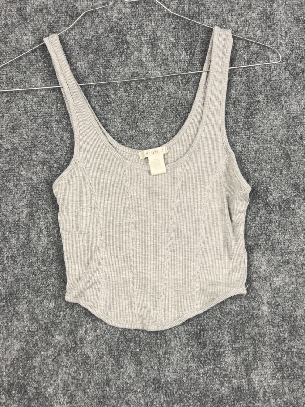 Bozzolo Light Gray Ribbed Scoop Neck Tank Top Size S